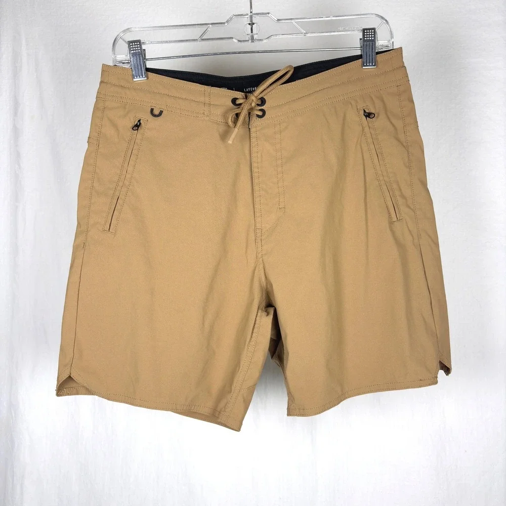 Roark Layover Trail Hybrid Adventure Shorts Khaki Tan Mens 30 Stretch Travel EUC